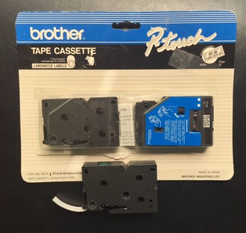 Brother p touch label tape tc-10 black on clear set of 3 cartridges for sale