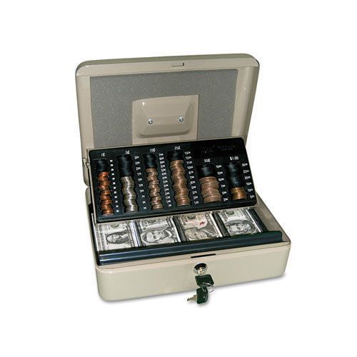 3-in-1 cash-change-storage steel security box w/key lock, pebble beige for sale