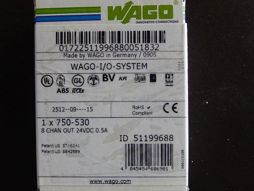 WAGO I/O System 8 Channel Out 24 VDC 0.5A P/N 750-530. NIB