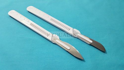 2 ASSORTED DISPOSABLE STERILE SURGICAL SCALPELS #24 #21 PLASTIC GRADUATED HANDLE