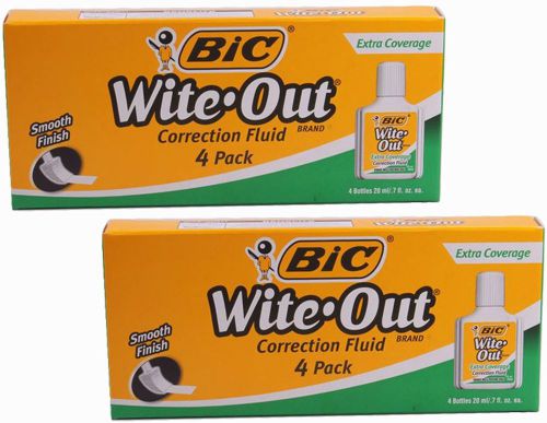 8 ct bic wite-out extra coverage correction fluid office school supplies .7 oz for sale