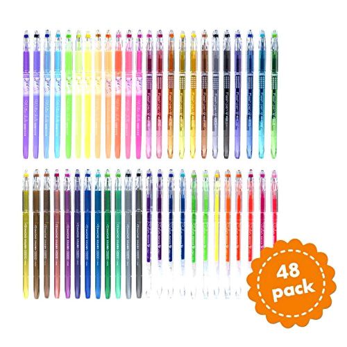 Set Of 48 Gel Pens-Designed For Adult Coloring Never Bleed Or Blob,4 Bold Styles