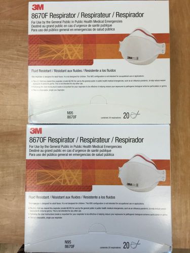 3M Respirator Item #8670 2 Boxes Of 20 Individually wrapped N95 masks (40 Masks)