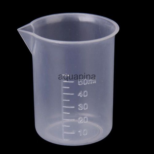 50ml transparent plastic graduated beaker laboratory kitchen measure tool for sale