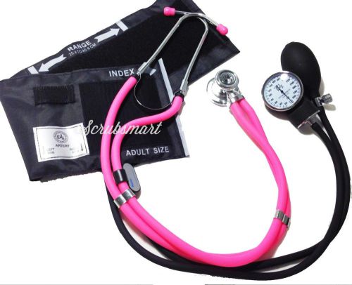 Emi pink sprague stethoscope with black blood pressure cuff set - m#340 for sale