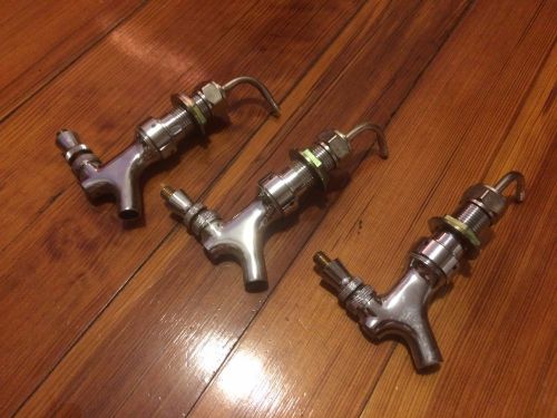 3x Micro Matic Chrome Plated Draft Beer Faucet with Shank Assembly and Elbow