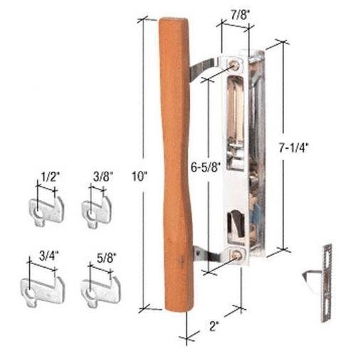 Crl wood/chrome flush mount no key handle set 6-5/8&#034; screw holes for sale