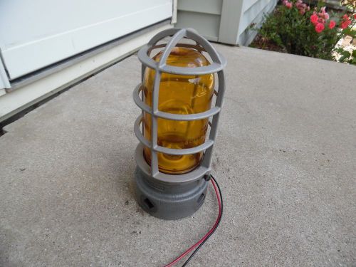 Vintage Crouse-Hinds  Explosion-Proof Industrial Light, Cage AMBER Glass Globe