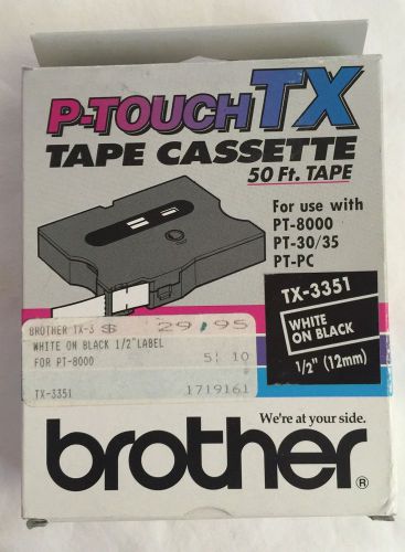 NEW Brother P-Touch Tape Cassette TX-3351 White on Black for PT-8000 PT-30/35