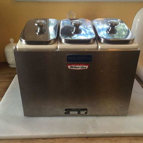 Helmco-Lacy Vintage Syrup Ice Cream Stainless Steel 3 Compartment Topping Rail