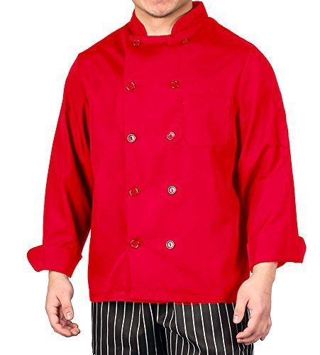Kng red lightweight long sleeve chef coat - xl for sale