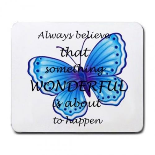 Inspire Believe Cute Blue Butterfly Butterflies Mouse Pad Mousepad AB3