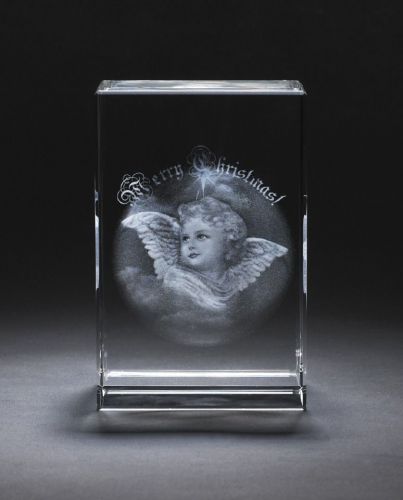 3D Christmas Angel Laser Engraved Crystal Glass Picture