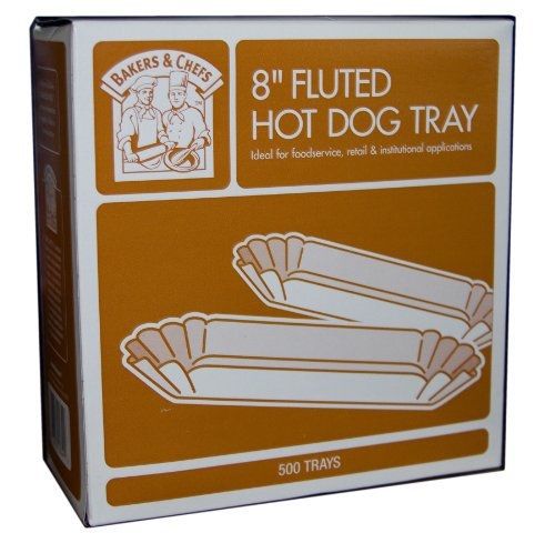 Bakers &amp; Chefs Fluted Hot Dog Tray - 8&#034; - 500 Ct.