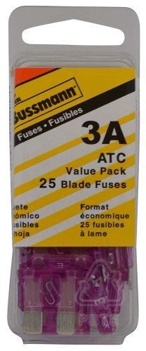 Bussmann (vp/atc-3-rp) violet 3 amp 32v fast acting atc blade fuse, (pack of 25) for sale
