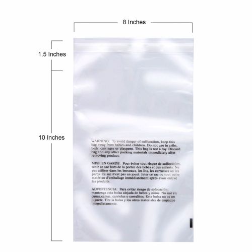 500 8x10 Poly Bags Self Seal with Suffocation Warning and Extra Strong Glue
