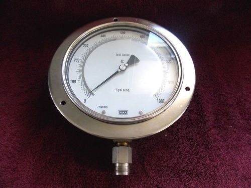 Wika 6&#034; ss test gage part # z7000mq- -5psi subd-0 to 1000.-nice for sale