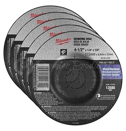 Milwaukee? 5 pack - abrasive depressed grinding wheel - 4 1 2 x 1/4 x 7/8-inch - for sale