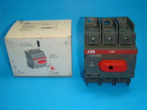 NEW ABB DISCONNECT SWITCH, OT100E3, 100AMP 3POLE 600V NEW IN FACTORY BOX