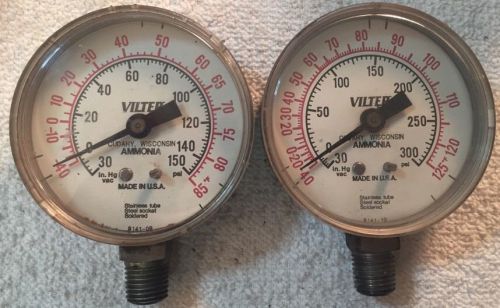 Vilter ammonia refrigeration 2.5&#034; temp pressure gauges gauge lot nh3 30&#034;-150 psi for sale