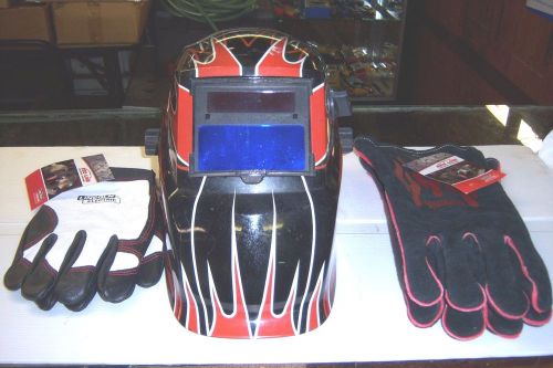 Lincoln electric welding mask with two pairs of gloves for sale