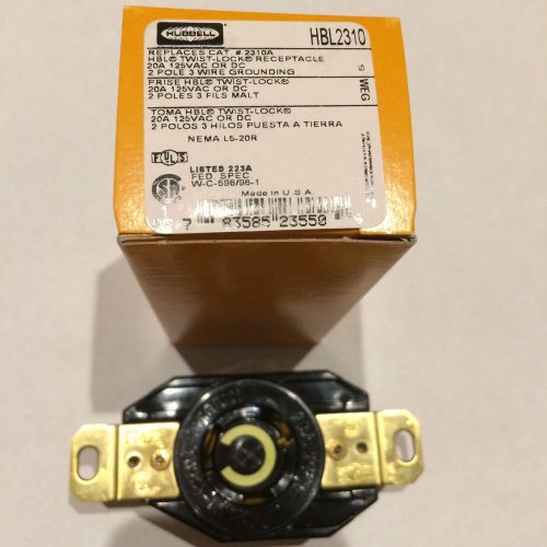 New Hubbell HBL2310 L5-20R 20 amp 125VAC 2 pole 3 wire Twist-Lock Receptacles