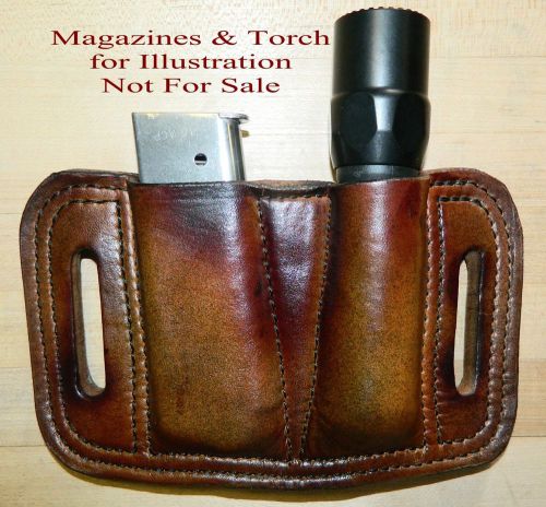 Combo Leather MAG POUCH  45acp Single Stack magazine / Light * Torch  Fits 1911s