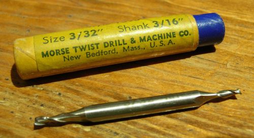 MORSE HSS 2 FLUTE DOUBLE END END MILL STYLE 1896 3/32&#034; DIA 3/16&#034; SHANK
