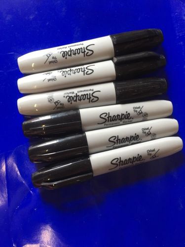 Sharpie Permanent Markers Black Chisel Tip Thick, 6 per Pack