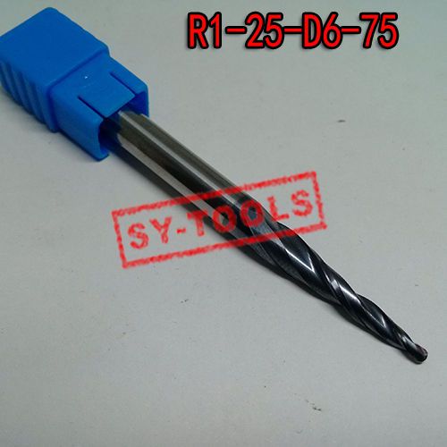 1pc R1*D6*25*75 taper Ball nose end mill CNC Router bit Milling cutter HRC55