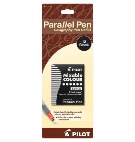 NEW Pilot Parallel Pen Ink, Refills for Calligraphy Pens, Black, 12 Cartridges