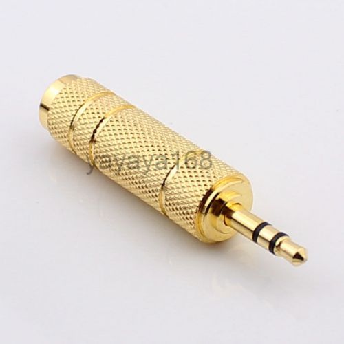 1pcs 3.5 to 6.5mm male to female stereo earphone microphone audio adapter gold for sale