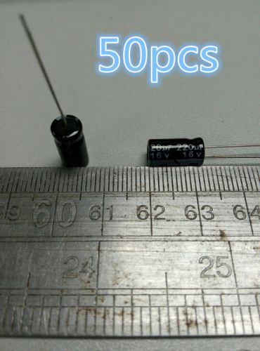 50pcs 220uf 16v 105°c radial electrolytic capacitor 6*12mm for sale