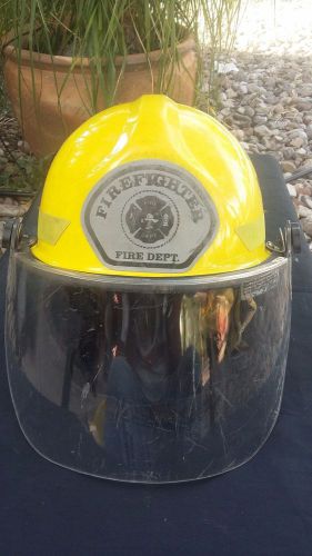 Bullard firedome model px yellow adjustable fire helmet face shield turnout #38 for sale