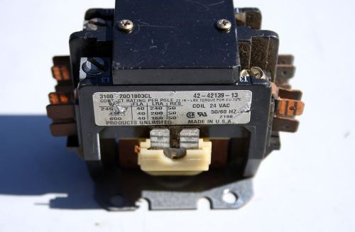 Hvac-&#034;products unlimited inc.-dpdt contactor 50 amp/ 24 volt -used # 2  (b1) for sale