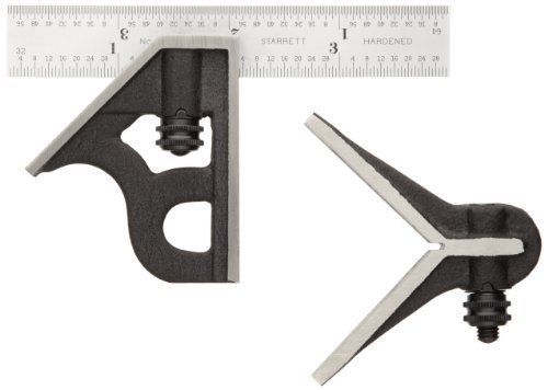 Starrett c11hc-4-4r cast iron square and center heads w/ satin chrome blade for sale