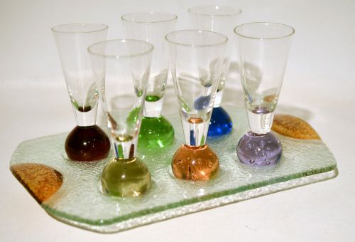 Shooter Set 6 pieces Colorful Multicolor personalized Glass with Glass Tray