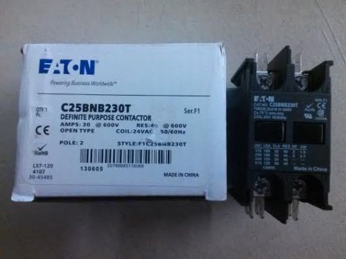 Eaton C25BNB230T Definite Purpose Contactor 600V 30A  2 Pole New in Box