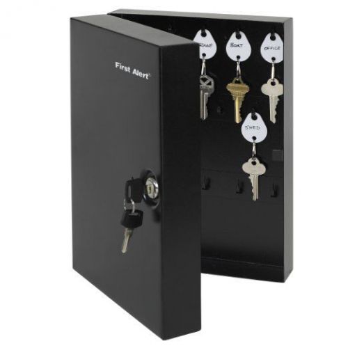 28 Keys Key Cabinet Steel Safe Lock Storage Box Security First Alert Black New