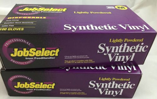 Lot of 2 - JobSelect Disposable Synthetic Vinyl Latex Free Gloves 200 Medium M