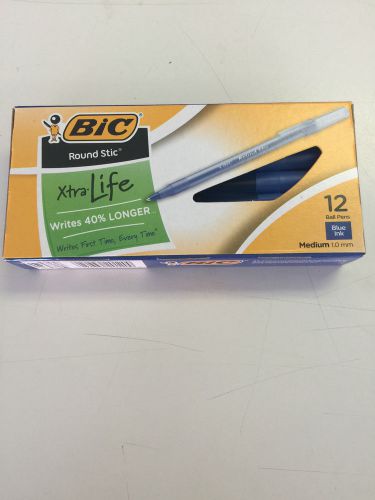 Bic GSM11BE Round Stic Ballpoint Pen, Medium Point, BLUE Ink, Dozen