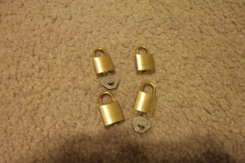 4 MINI BRASS LOCKS BY ACE.  INCLUDES 2 KEYS