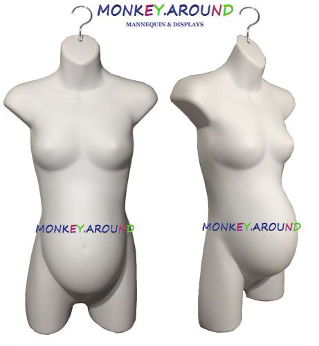 Plus maternity female pregnant mannequin white body form display clothing w/hook for sale
