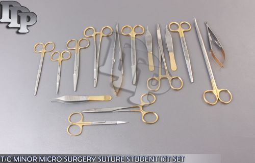 16 pc t/c minor micro surgery suture student kit set w/ tungsten carbide inserts for sale