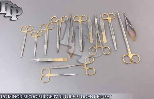 16 PC T/C MINOR MICRO SURGERY SUTURE STUDENT KIT SET W/ TUNGSTEN CARBIDE INSERTS