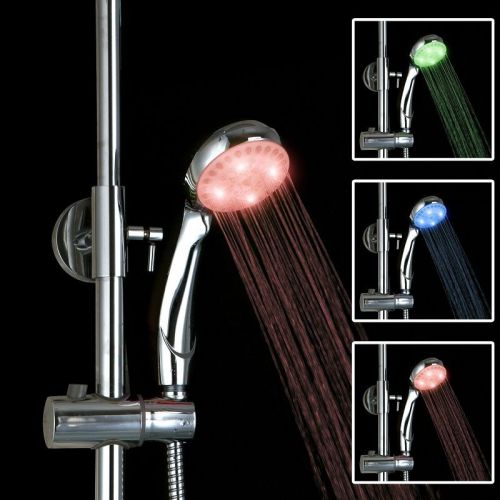 E-pak bath automatic 3 color changing led rain hand-held shower head qp11 for sale