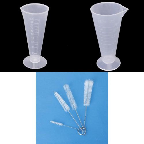 4x Clean Brushes+ 2x Beaker Measuring Cup for Kitchen Laboratory 100 &amp; 250ml New