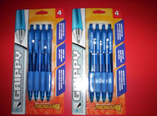 PROMARX GRIPPY RETRACTABLE BALLPOINT PENS BLUE Ink Medium 1.0 mm~ 8 PENS