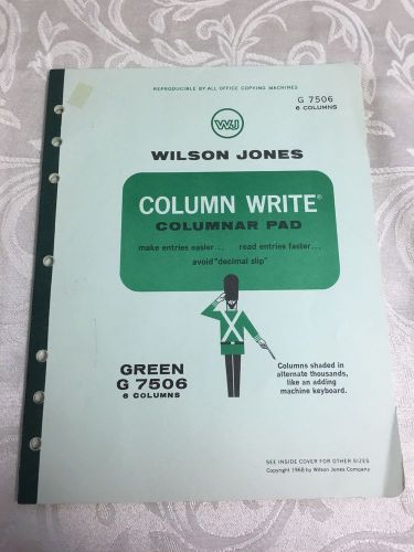 Vintage 1968 Wilson Jones Vintage ColumnWrite Columnar Pad G7506 Green 6 Column