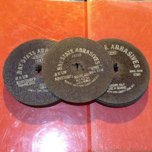 (19) BAY STATE ABRASIVES 8&#034; X 1/8&#034; GRINDING WHEEL A245T6BF2